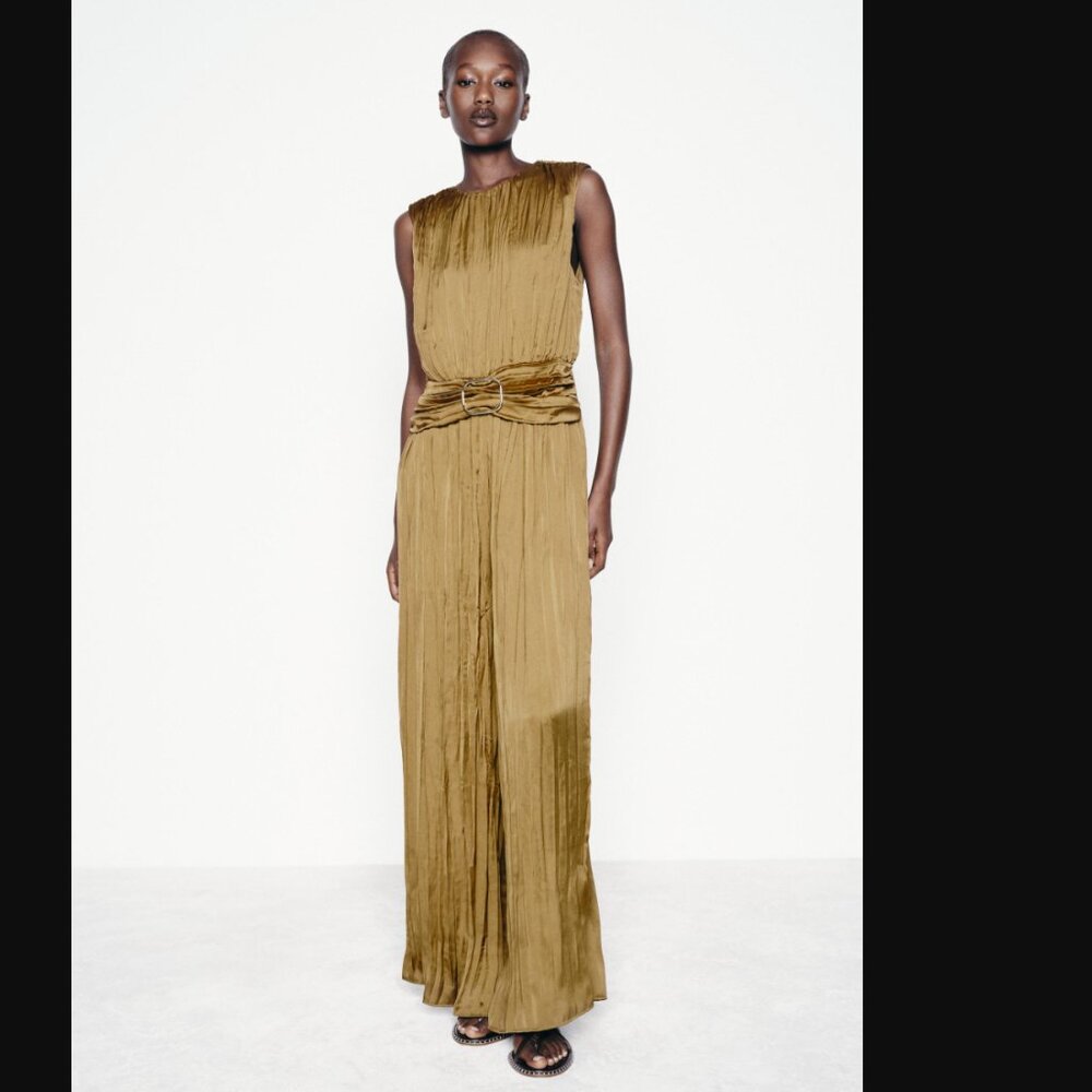 NWT ZARA BUCKLE SATIN EFFECT JUMPSUIT